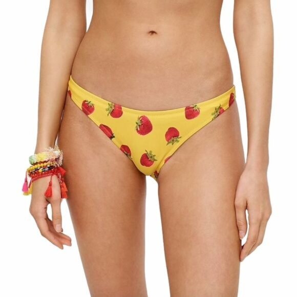 J. Crew Edie Parker Saffron Strawberry Print Bandeau High leg Bikini XXS NWT - Picture 6 of 9